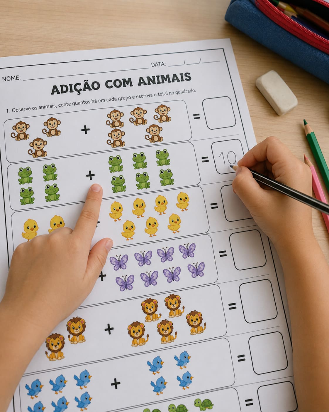 Atividade de Matemática: Adição com Animais - imagem 1