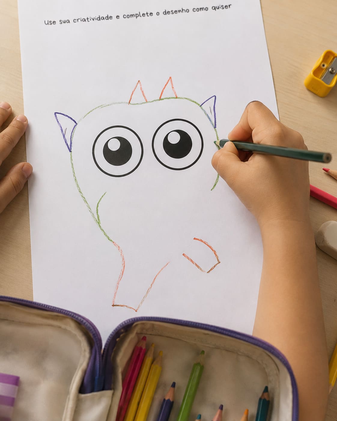 Atividade de Desenho Criativo: Complete o Desenho a Partir dos Olhos - imagem 1
