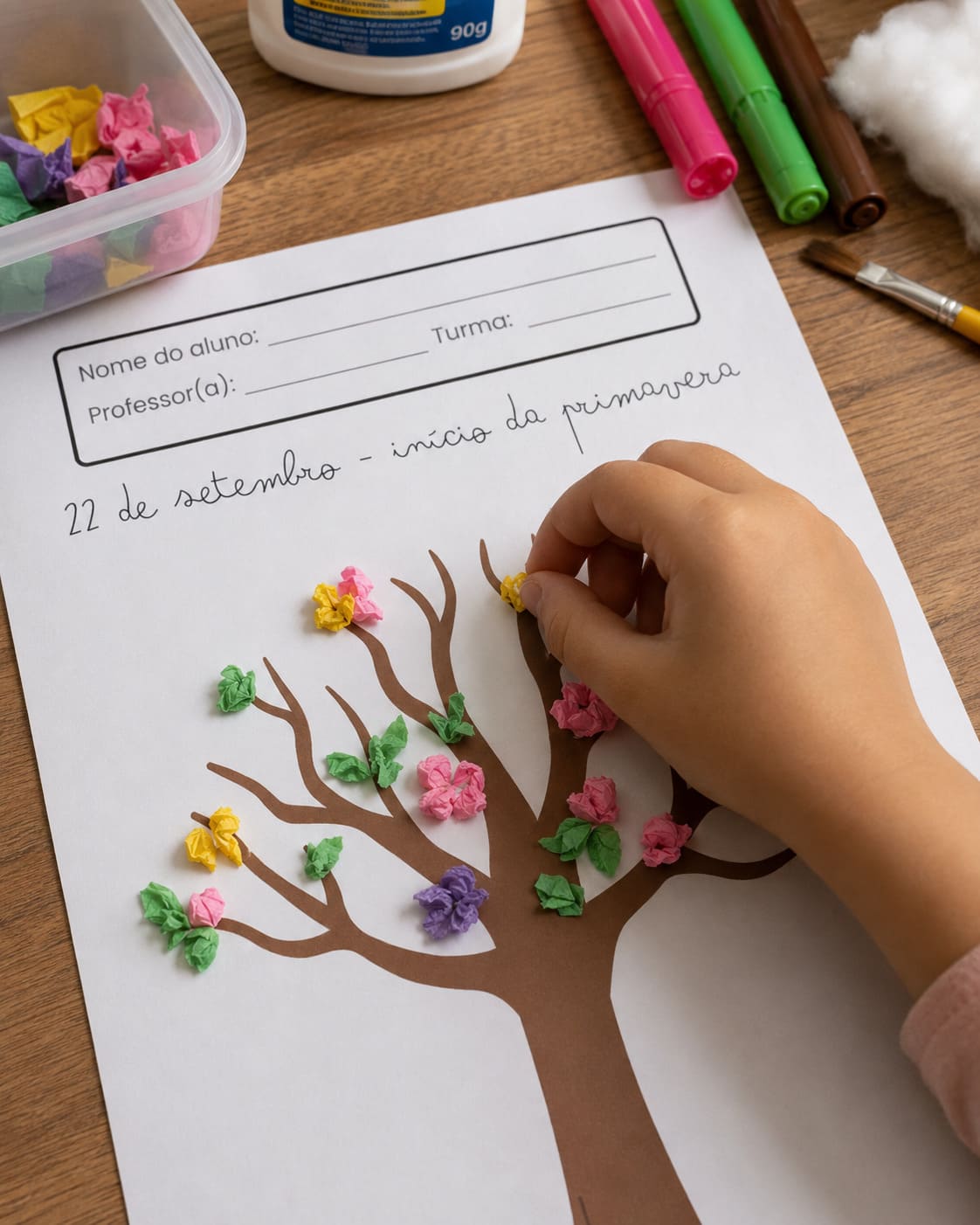 Atividade de Primavera: Decore o Ipê com Folhas e Flores - imagem 1